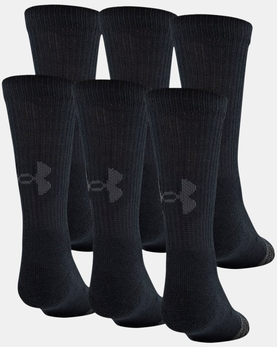 Kids' UA Performance Tech Crew Socks – 6-Pack, Black, pdpMainDesktop image number 1